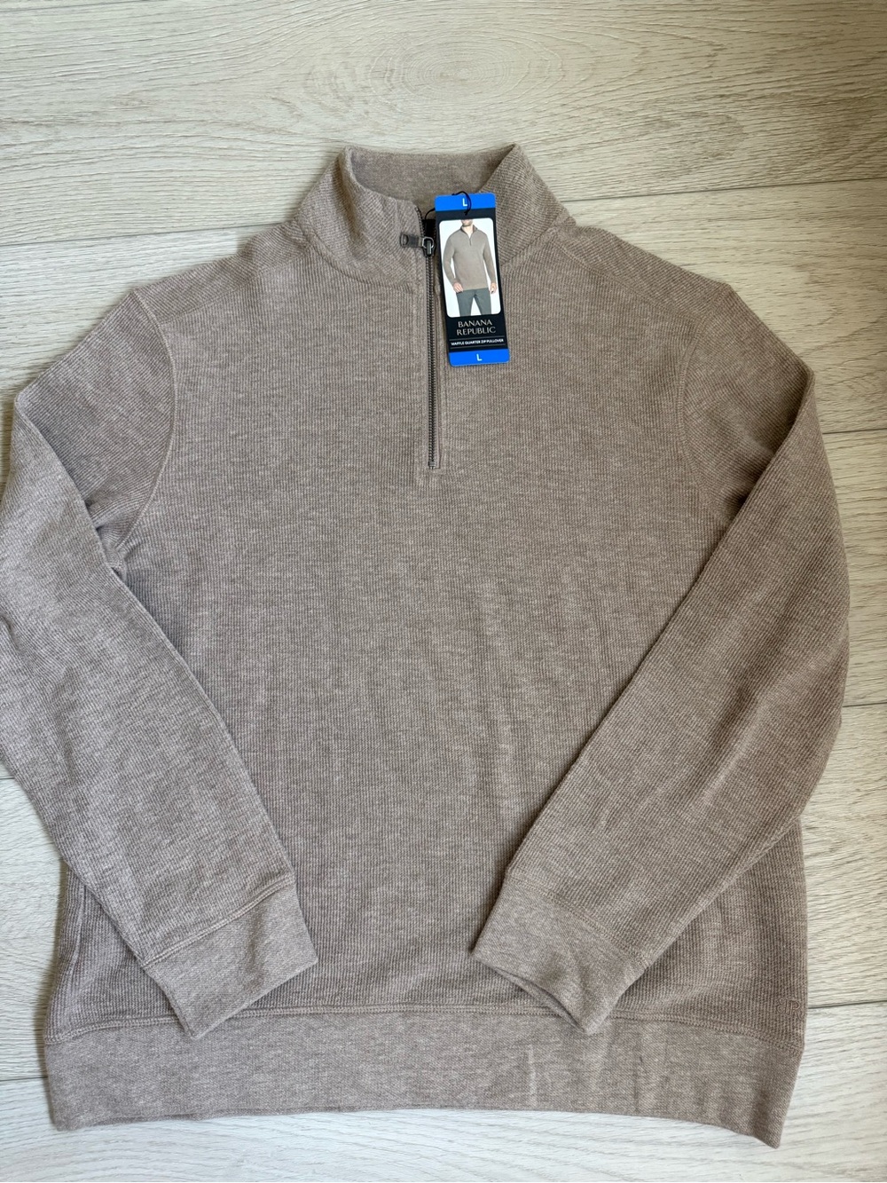 Banana Republic Men’s Taupe Zip-Neck Sweater